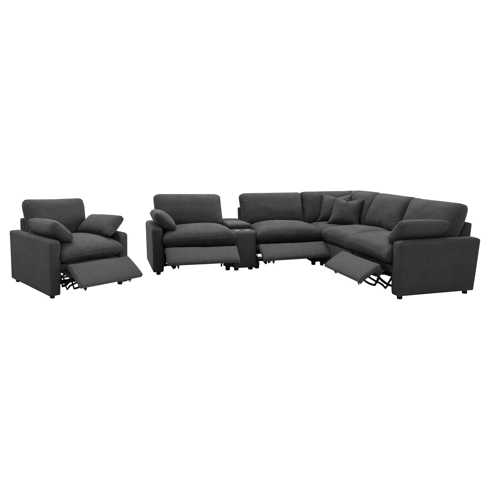  Coaster Furniture Collins 609530P-SET 6-piece Modular Power Reclining Sectional - Dark Grey IMAGE 5