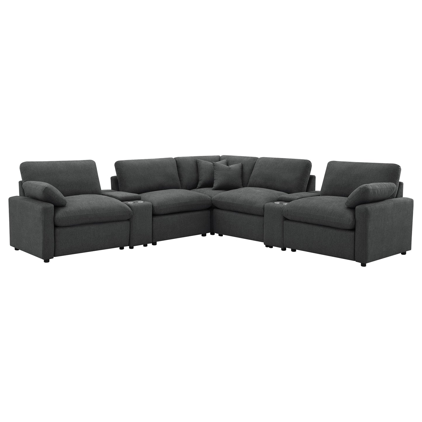  Coaster Furniture Collins 609530P-SETA 7-piece Modular Power Reclining Sectional - Dark Grey IMAGE 1