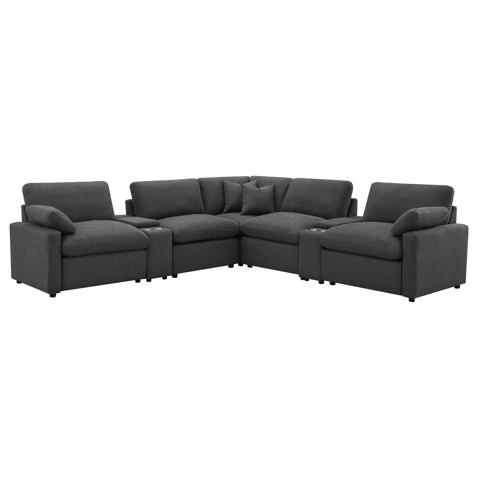  Coaster Furniture Collins 609530P-SETA 7-piece Modular Power Reclining Sectional - Dark Grey IMAGE 1