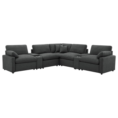 Coaster Furniture Collins 609530P-SETA 7-piece Modular Power Reclining Sectional - Dark Grey IMAGE 1