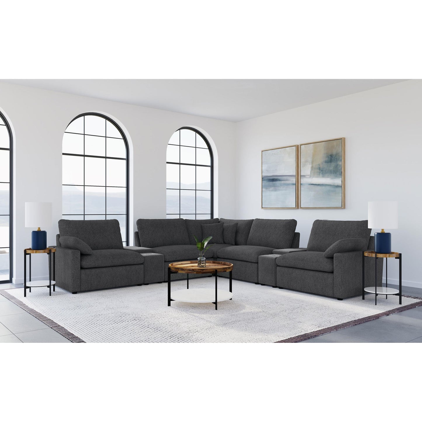  Coaster Furniture Collins 609530P-SETA 7-piece Modular Power Reclining Sectional - Dark Grey IMAGE 3