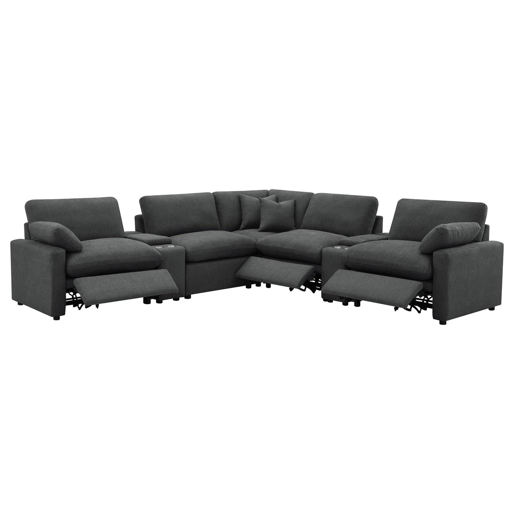  Coaster Furniture Collins 609530P-SETA 7-piece Modular Power Reclining Sectional - Dark Grey IMAGE 4