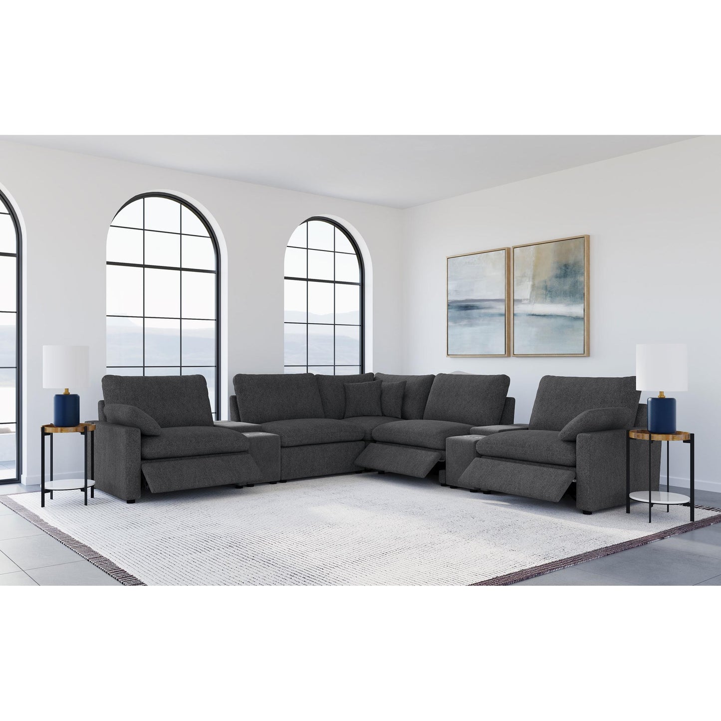  Coaster Furniture Collins 609530P-SETA 7-piece Modular Power Reclining Sectional - Dark Grey IMAGE 6