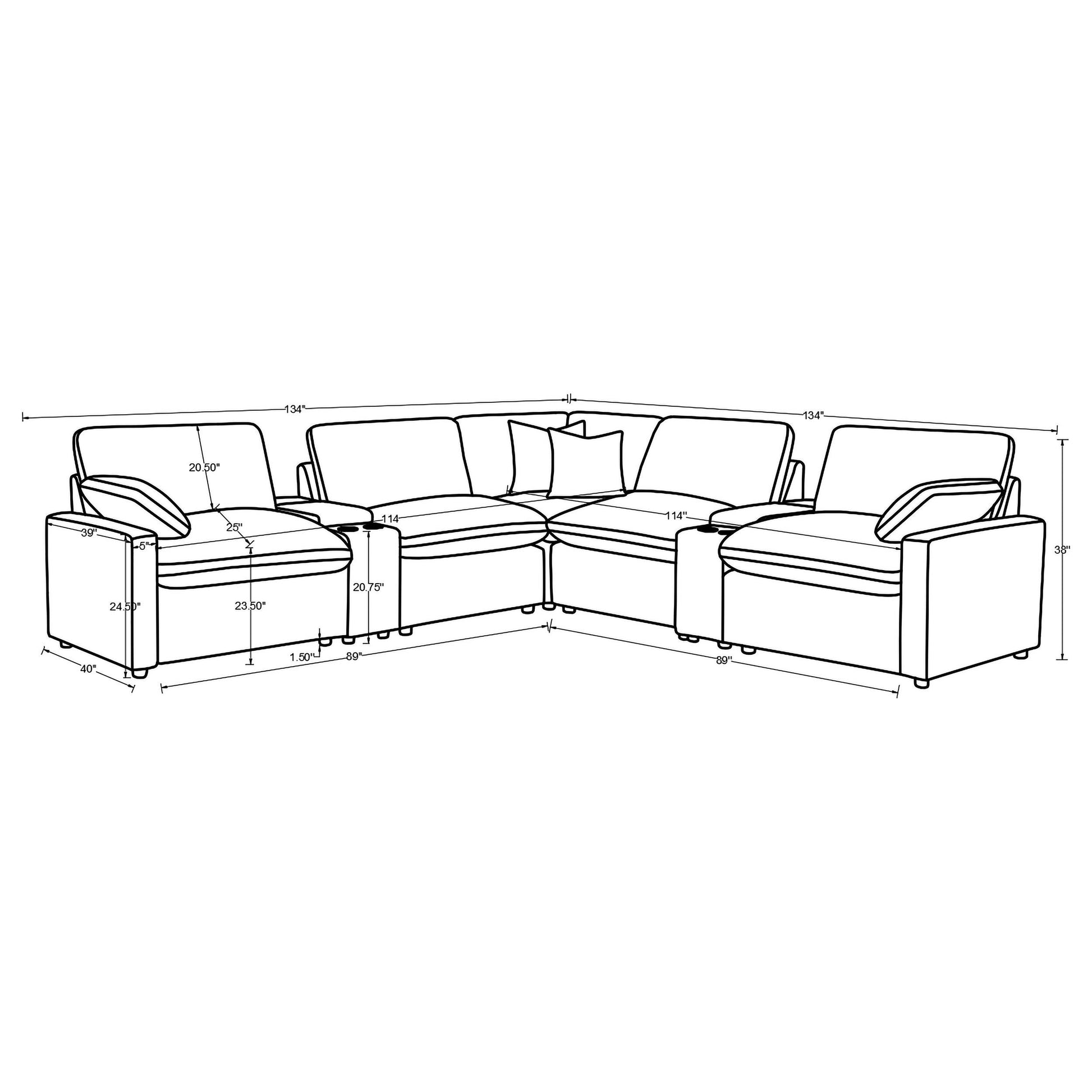  Coaster Furniture Collins 609530P-SETA 7-piece Modular Power Reclining Sectional - Dark Grey IMAGE 7