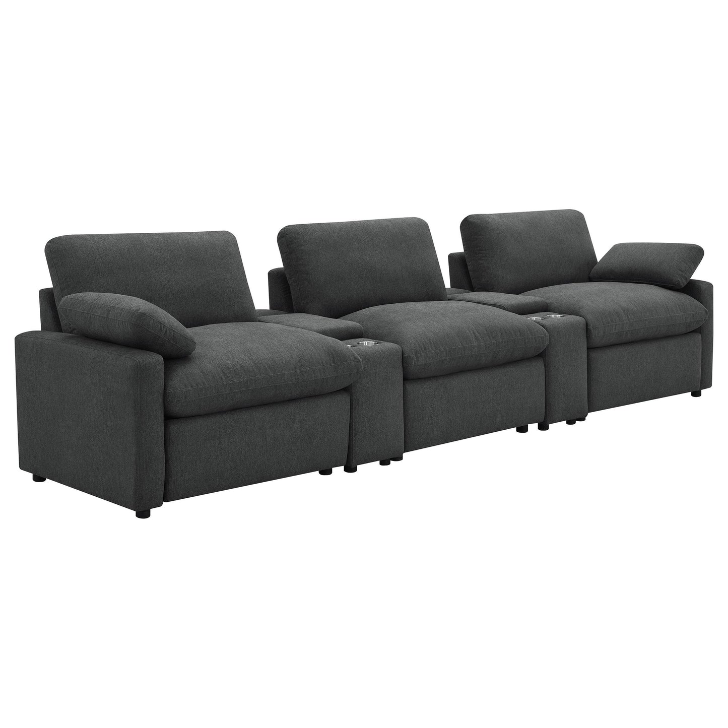  Coaster Furniture Collins 609531PT 5-Piece Power Reclining Home Theater Seating - Dark Grey IMAGE 1