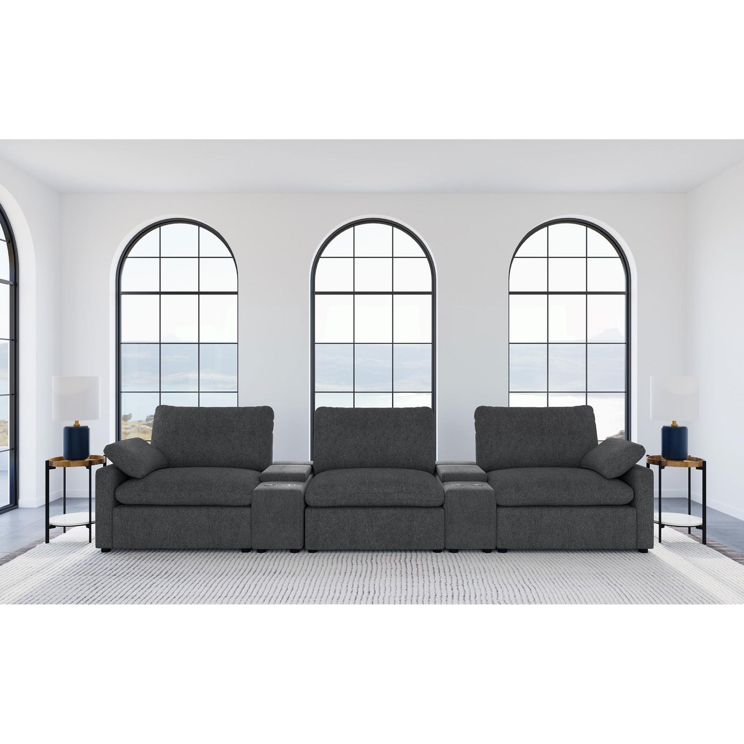  Coaster Furniture Collins 609531PT 5-Piece Power Reclining Home Theater Seating - Dark Grey IMAGE 2