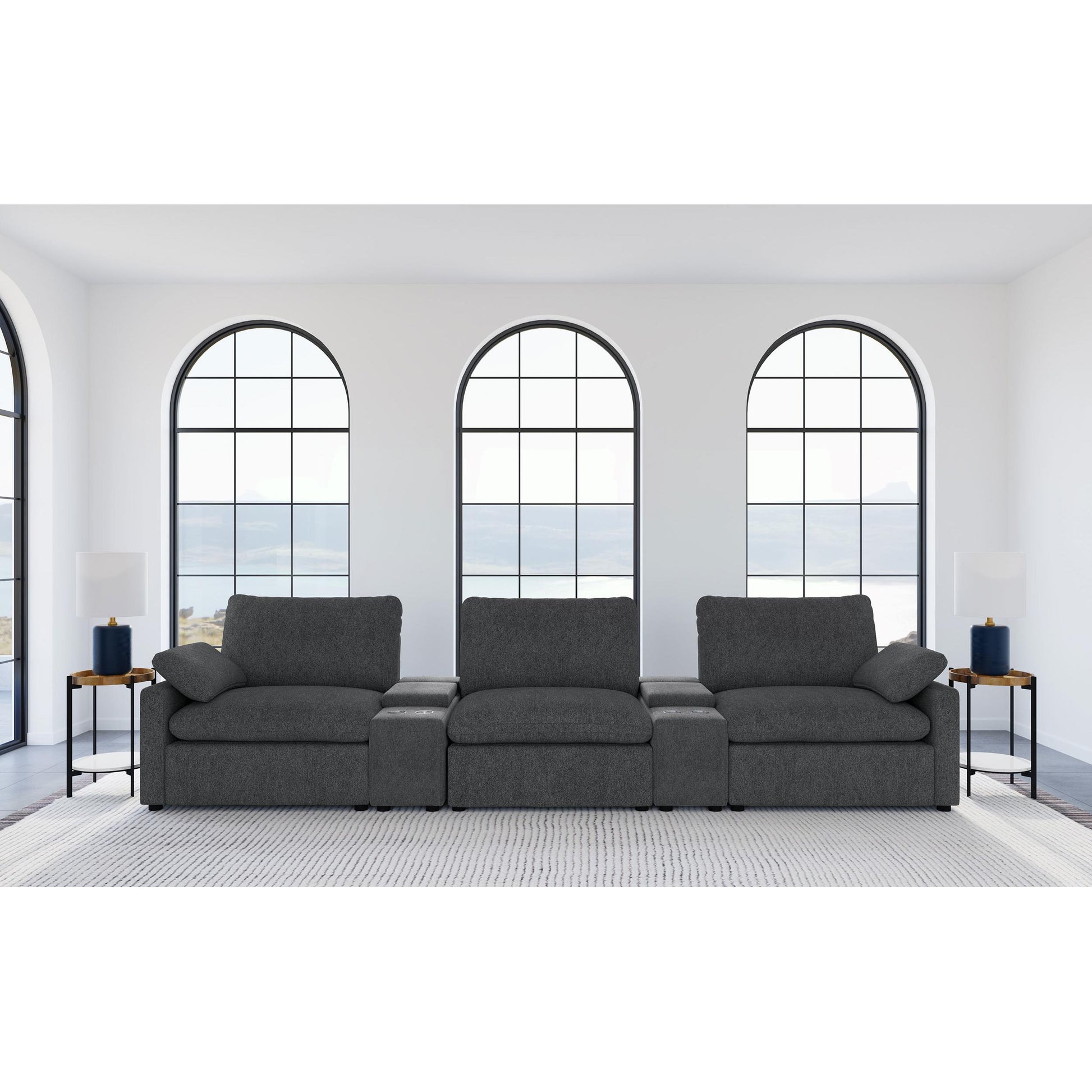  Coaster Furniture Collins 609531PT 5-Piece Power Reclining Home Theater Seating - Dark Grey IMAGE 2