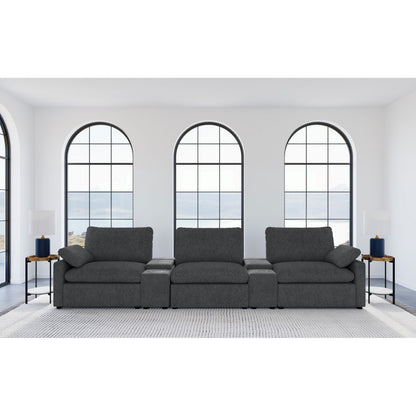  Coaster Furniture Collins 609531PT 5-Piece Power Reclining Home Theater Seating - Dark Grey IMAGE 2