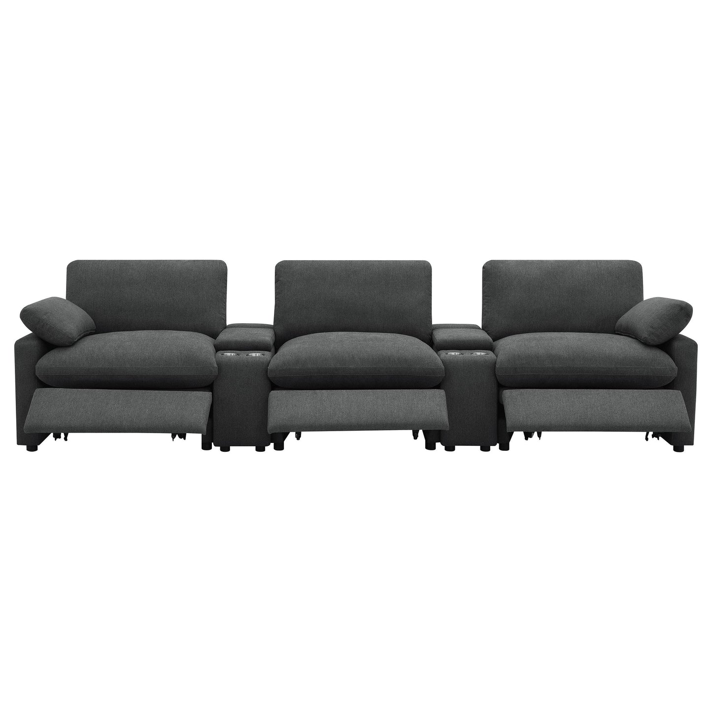  Coaster Furniture Collins 609531PT 5-Piece Power Reclining Home Theater Seating - Dark Grey IMAGE 4