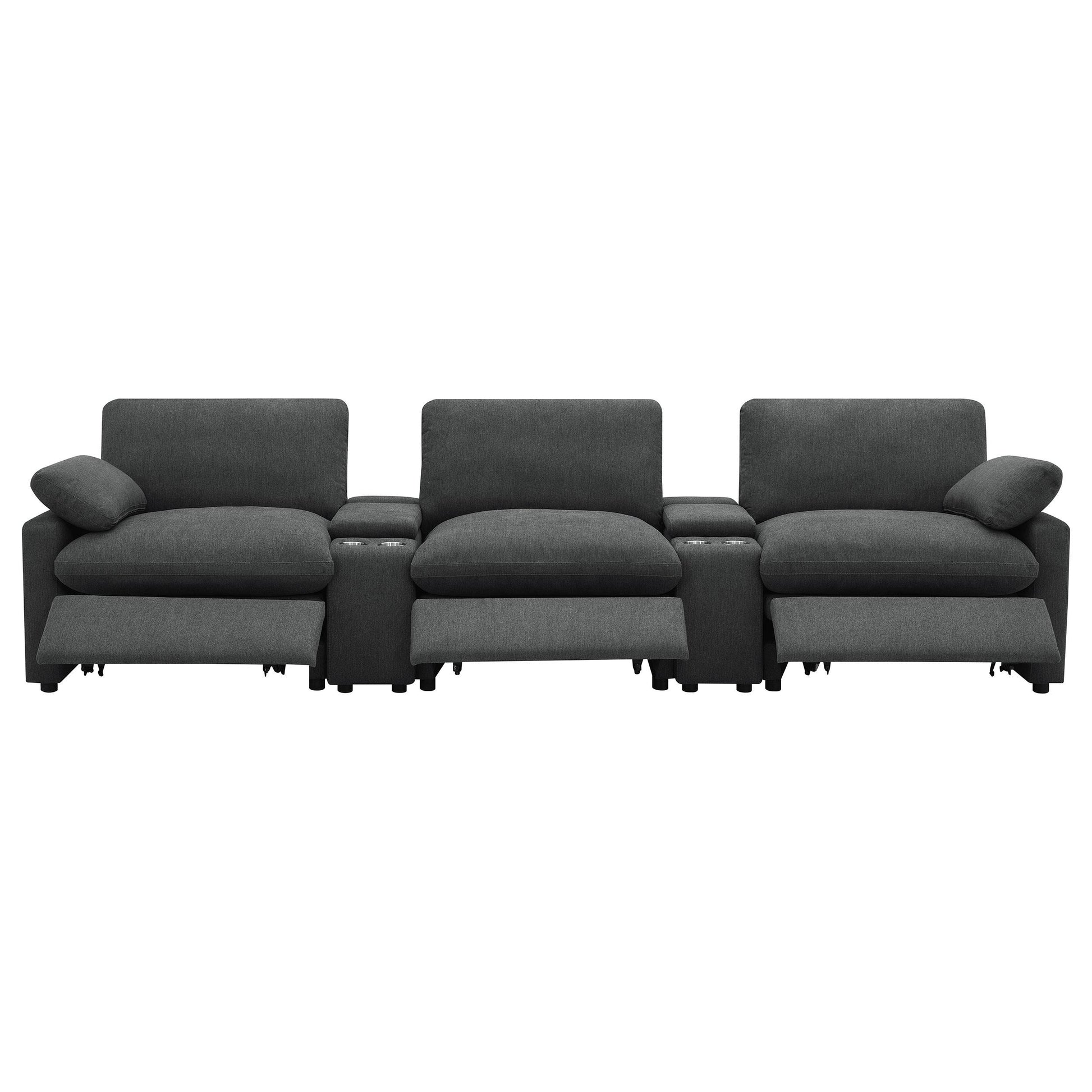  Coaster Furniture Collins 609531PT 5-Piece Power Reclining Home Theater Seating - Dark Grey IMAGE 4