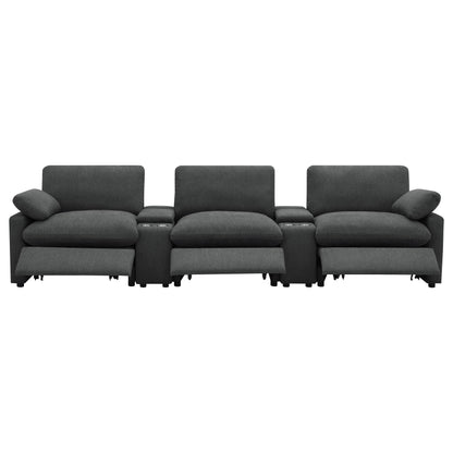  Coaster Furniture Collins 609531PT 5-Piece Power Reclining Home Theater Seating - Dark Grey IMAGE 4