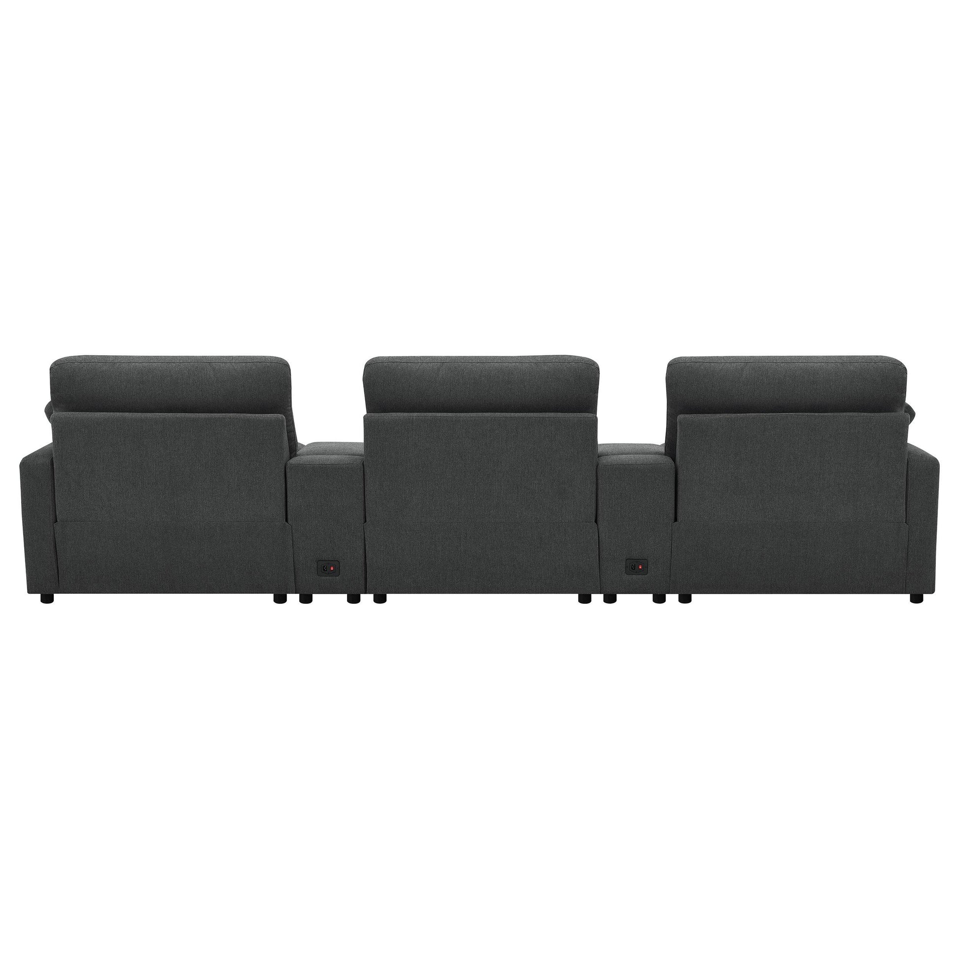  Coaster Furniture Collins 609531PT 5-Piece Power Reclining Home Theater Seating - Dark Grey IMAGE 6