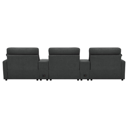  Coaster Furniture Collins 609531PT 5-Piece Power Reclining Home Theater Seating - Dark Grey IMAGE 6