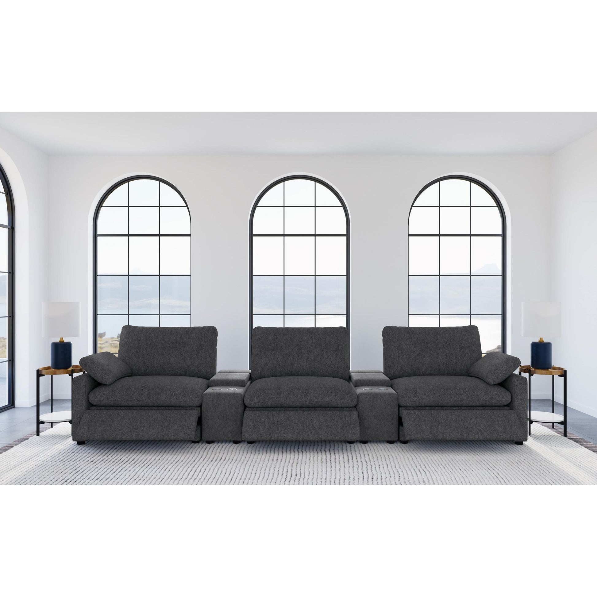  Coaster Furniture Collins 609531PT 5-Piece Power Reclining Home Theater Seating - Dark Grey IMAGE 7