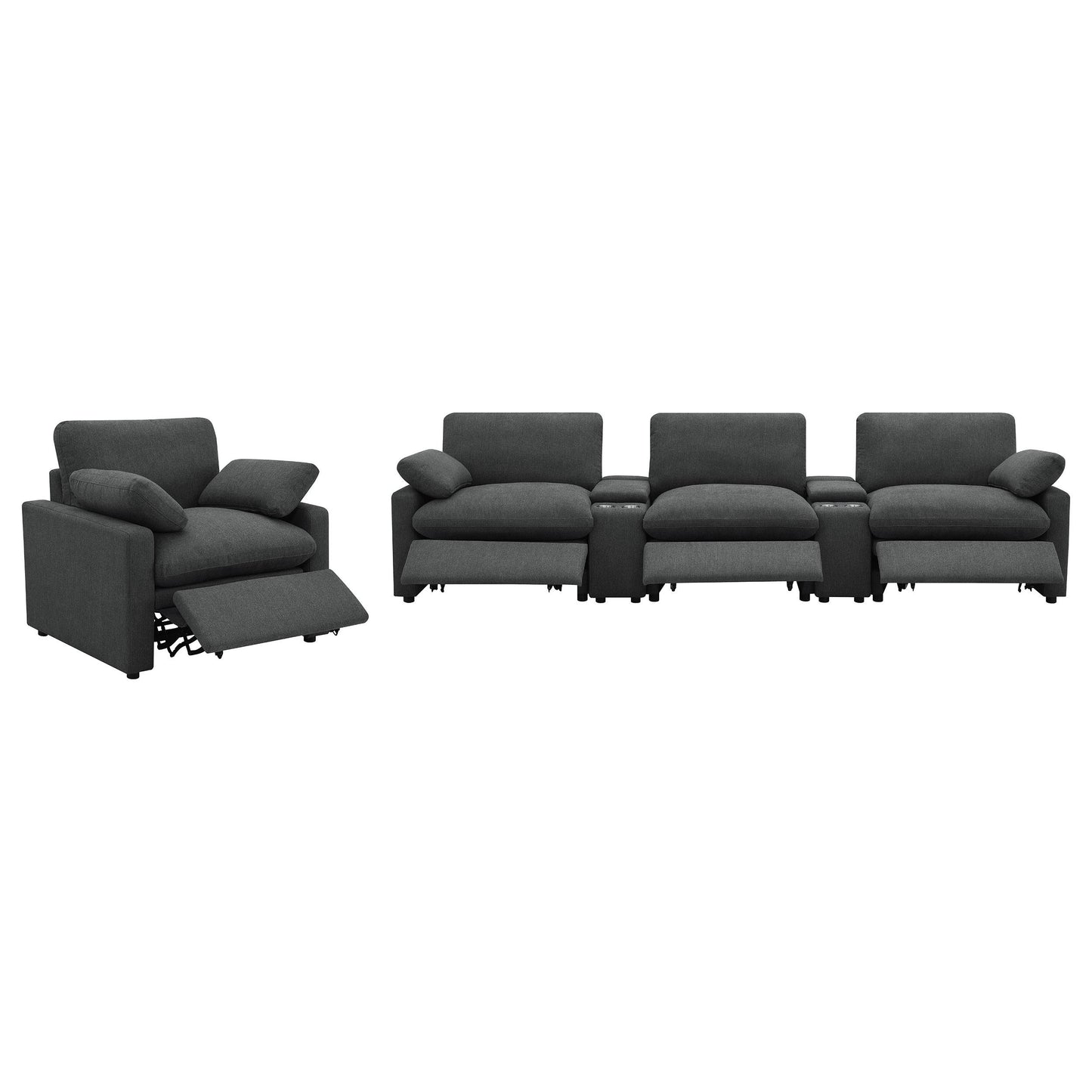  Coaster Furniture Collins 609533P Upholstered Power Recliner Chair - Dark Grey IMAGE 12