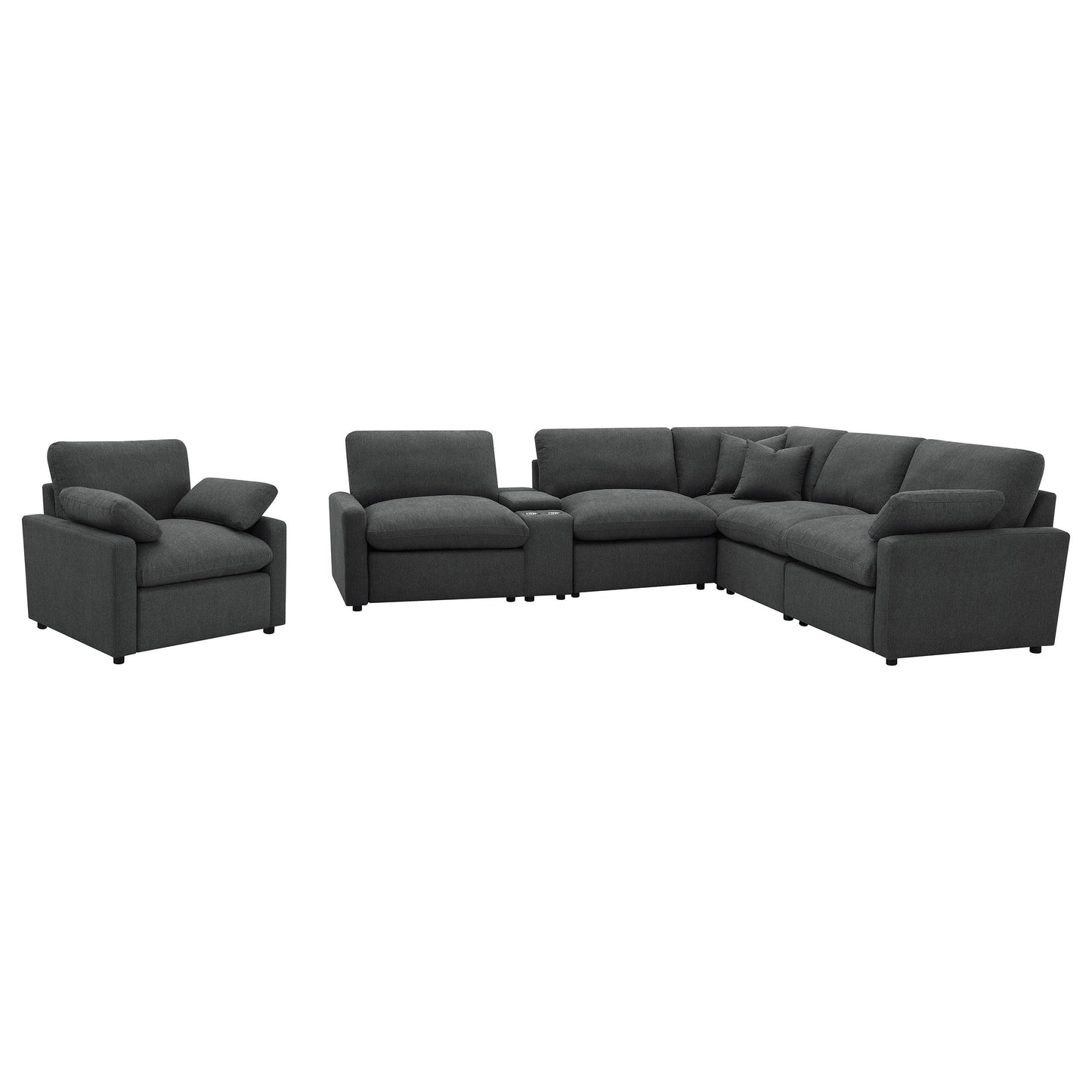  Coaster Furniture Collins 609533P Upholstered Power Recliner Chair - Dark Grey IMAGE 5
