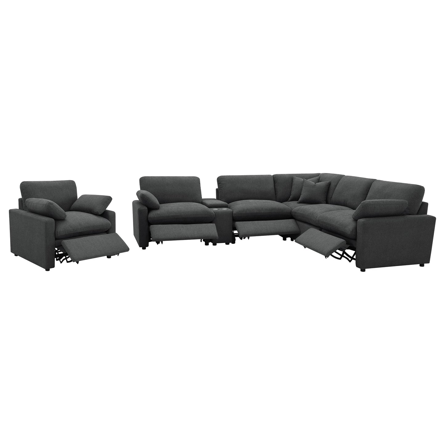  Coaster Furniture Collins 609533P Upholstered Power Recliner Chair - Dark Grey IMAGE 7