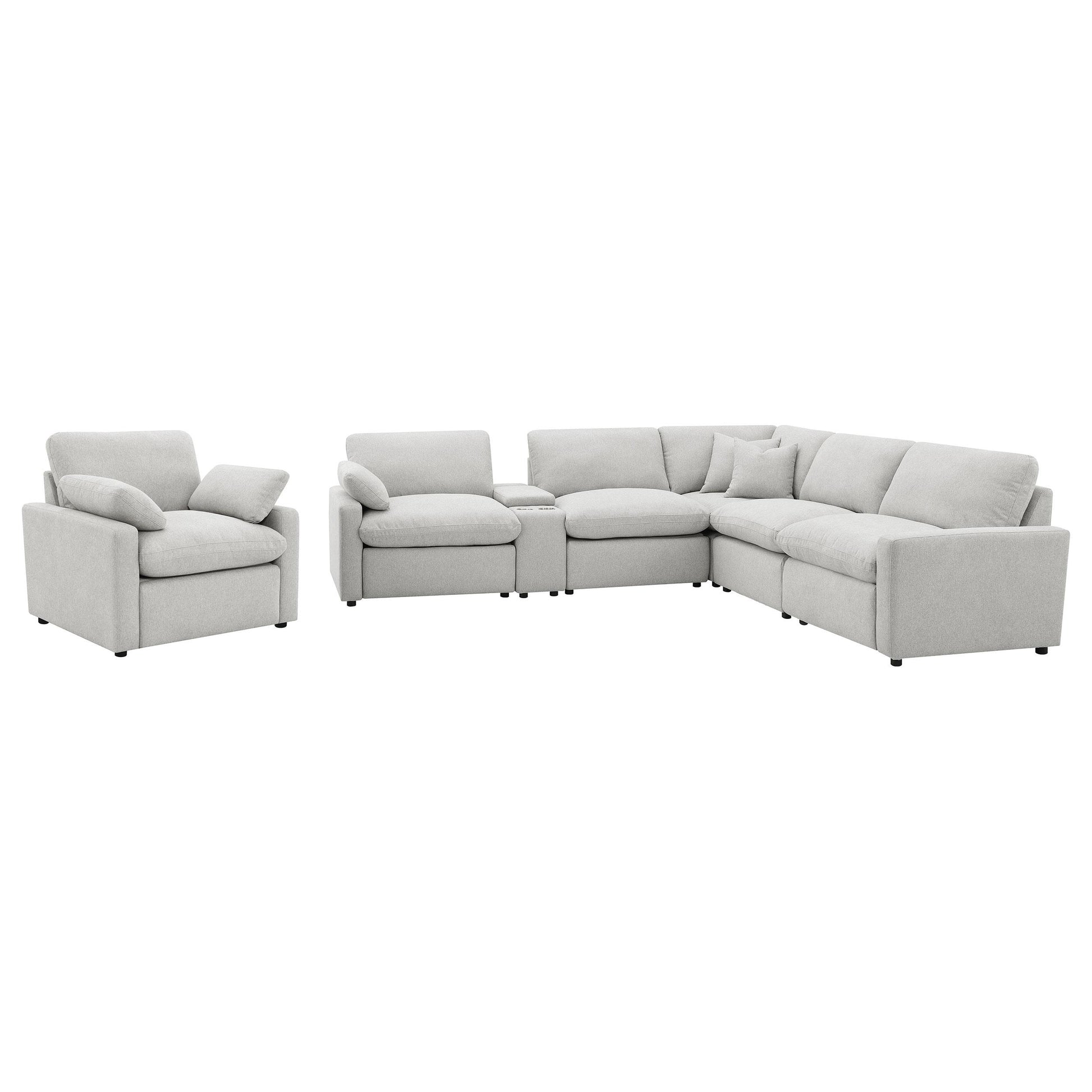  Coaster Furniture Collins 609560P-SET 6-piece Modular Power Reclining Sectional - Grey IMAGE 1