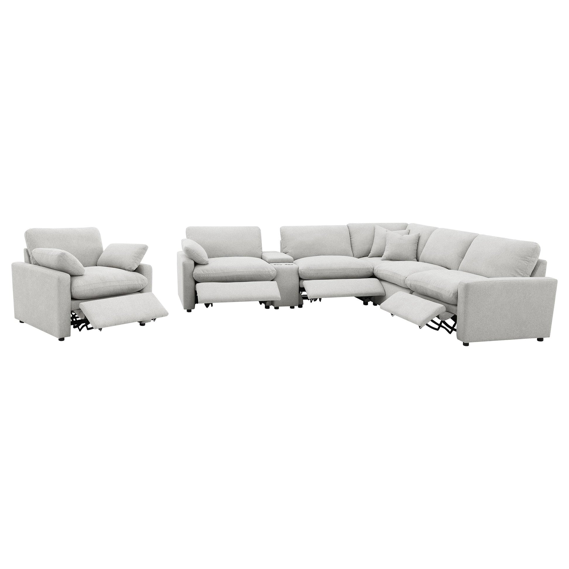  Coaster Furniture Collins 609560P-SET 6-piece Modular Power Reclining Sectional - Grey IMAGE 4