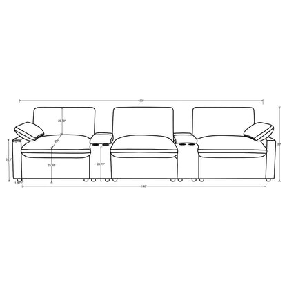  Coaster Furniture Collins 609561PT 5-Piece Power Reclining Home Theater Seating - Grey IMAGE 12
