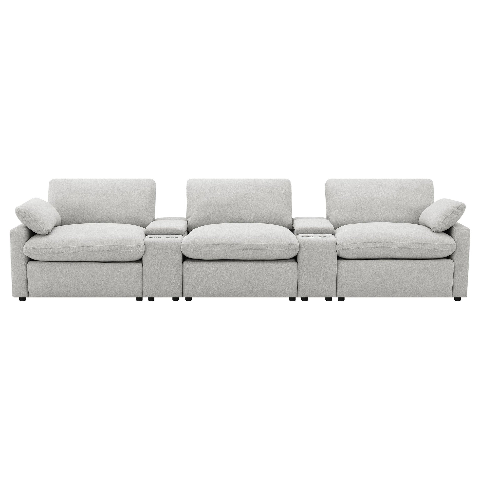  Coaster Furniture Collins 609561PT 5-Piece Power Reclining Home Theater Seating - Grey IMAGE 2
