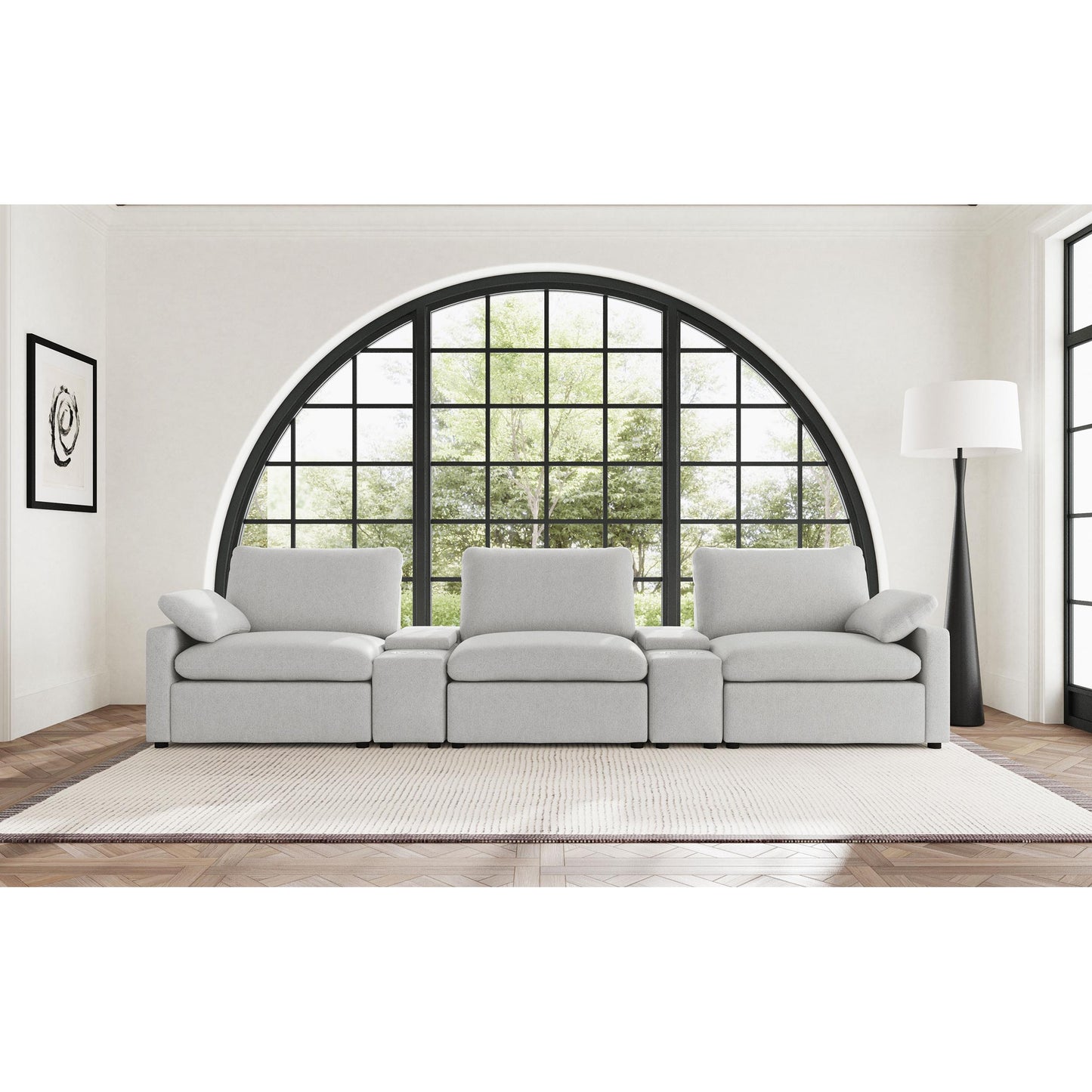  Coaster Furniture Collins 609561PT 5-Piece Power Reclining Home Theater Seating - Grey IMAGE 4