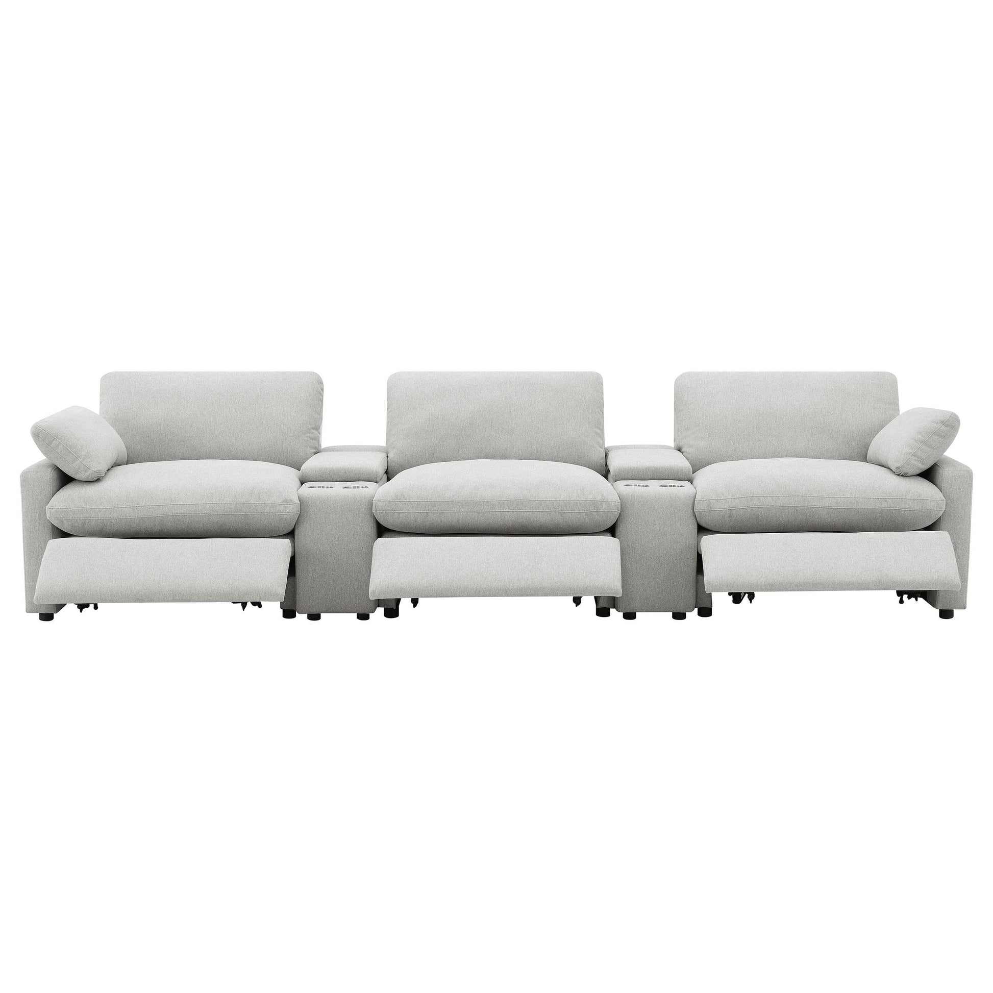  Coaster Furniture Collins 609561PT 5-Piece Power Reclining Home Theater Seating - Grey IMAGE 5