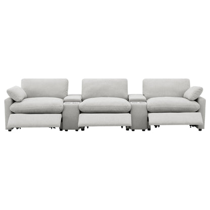  Coaster Furniture Collins 609561PT 5-Piece Power Reclining Home Theater Seating - Grey IMAGE 5