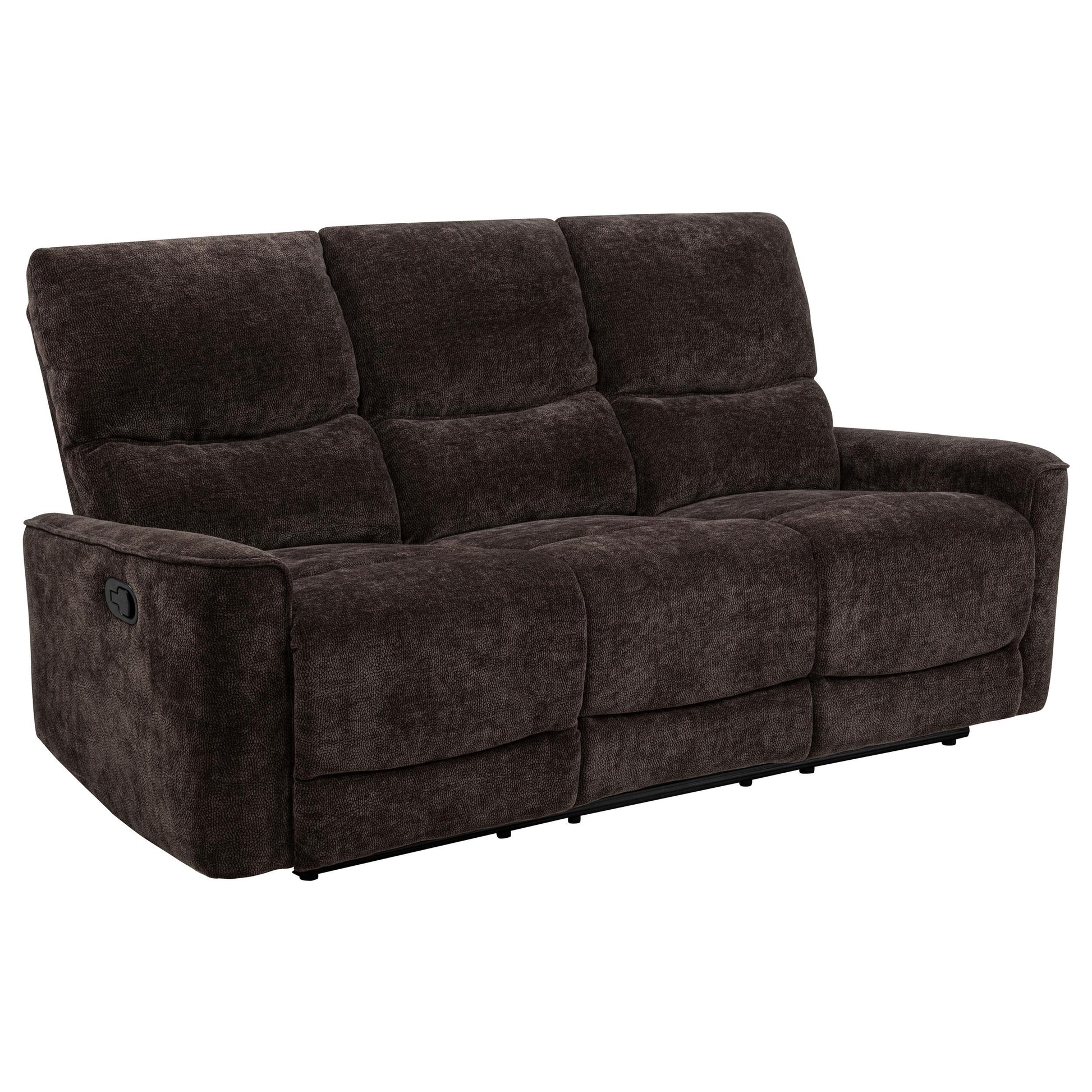  Coaster Furniture Navarro 609571 Chenille Upholstered Reclining Sofa - Dark Brown IMAGE 1