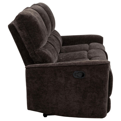  Coaster Furniture Navarro 609571 Chenille Upholstered Reclining Sofa - Dark Brown IMAGE 10