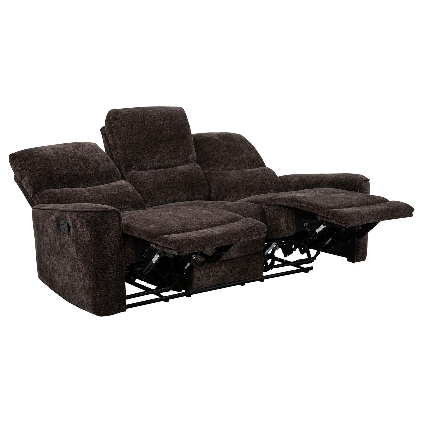  Coaster Furniture Navarro 609571 Chenille Upholstered Reclining Sofa - Dark Brown IMAGE 12