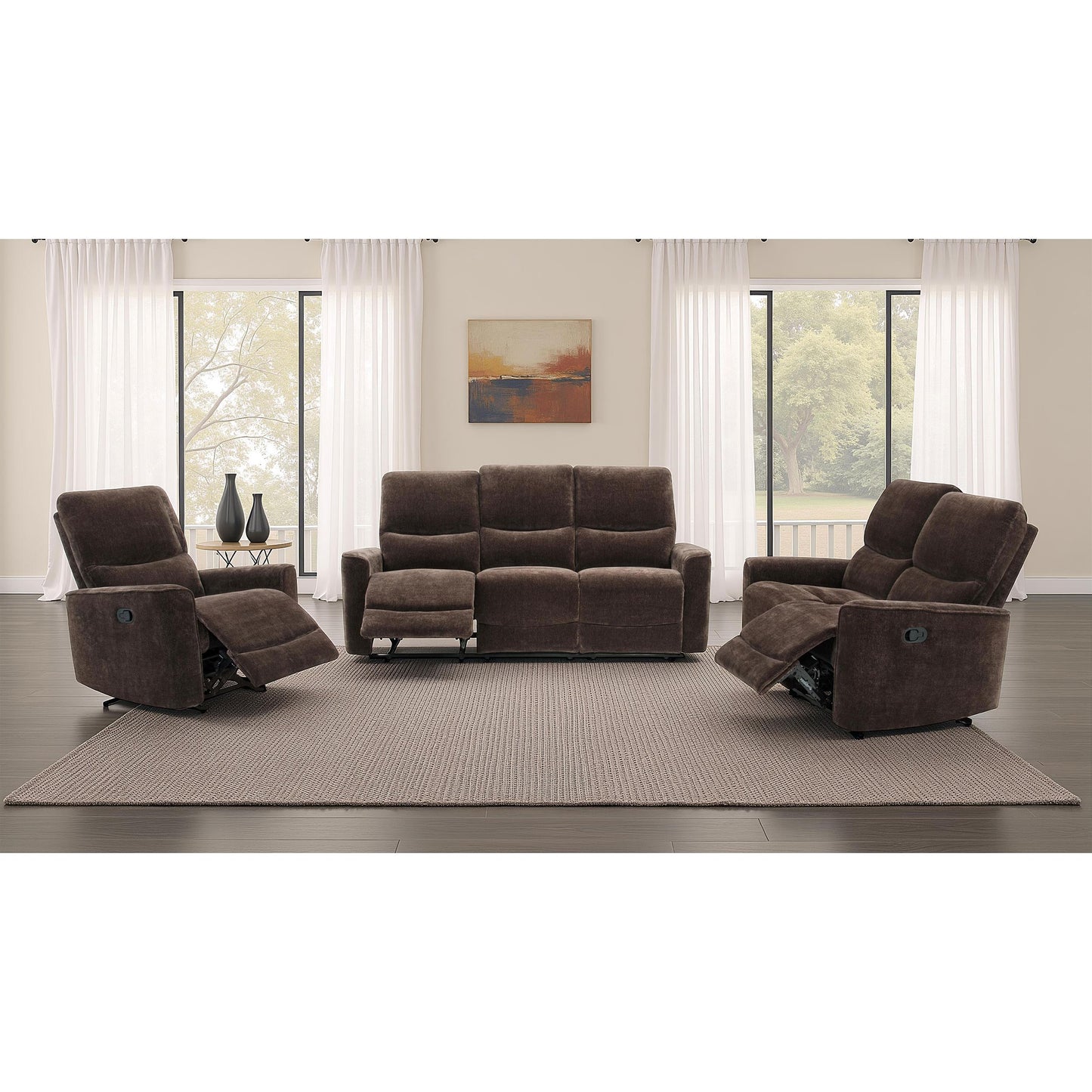  Coaster Furniture Navarro 609571 Chenille Upholstered Reclining Sofa - Dark Brown IMAGE 15