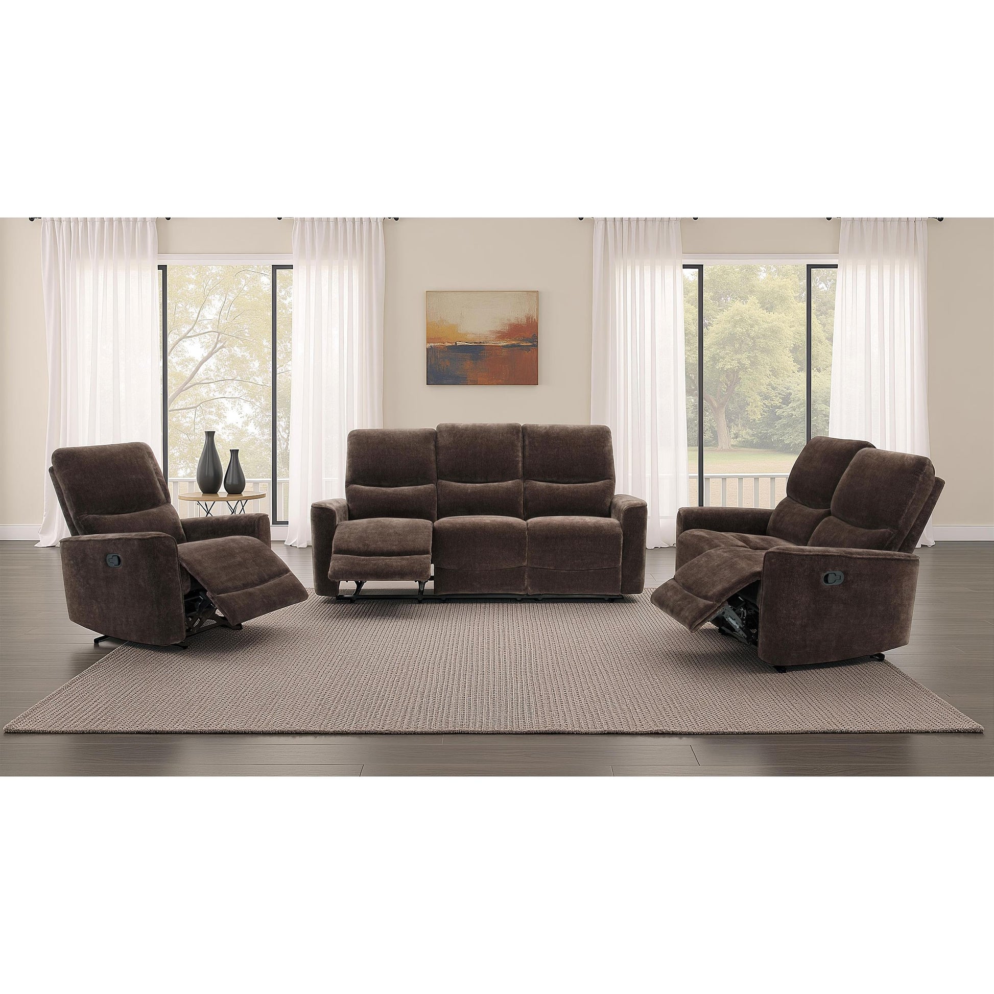  Coaster Furniture Navarro 609571 Chenille Upholstered Reclining Sofa - Dark Brown IMAGE 15