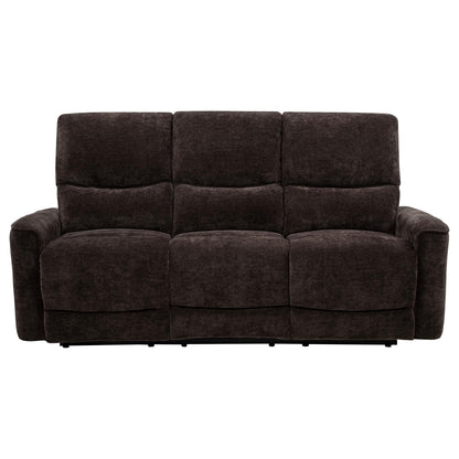  Coaster Furniture Navarro 609571 Chenille Upholstered Reclining Sofa - Dark Brown IMAGE 5