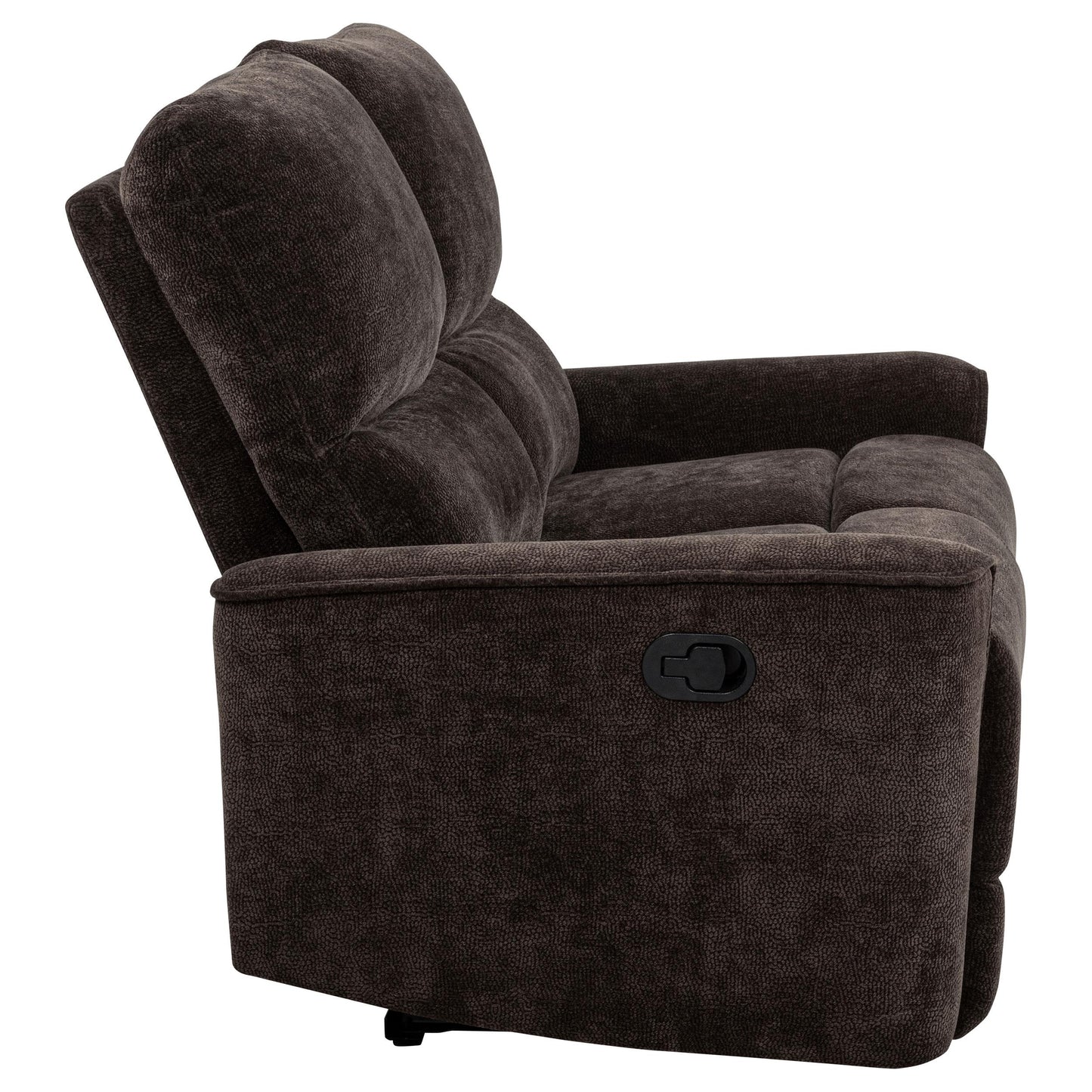  Coaster Furniture Navarro 609572 Chenille Upholstered Reclining Loveseat - Dark Brown IMAGE 10