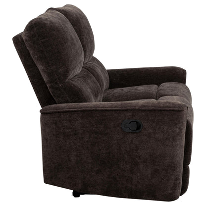  Coaster Furniture Navarro 609572 Chenille Upholstered Reclining Loveseat - Dark Brown IMAGE 10