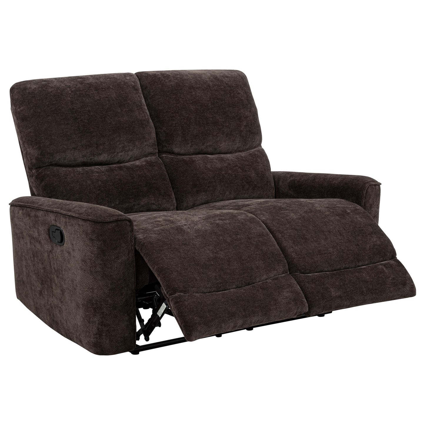  Coaster Furniture Navarro 609572 Chenille Upholstered Reclining Loveseat - Dark Brown IMAGE 3