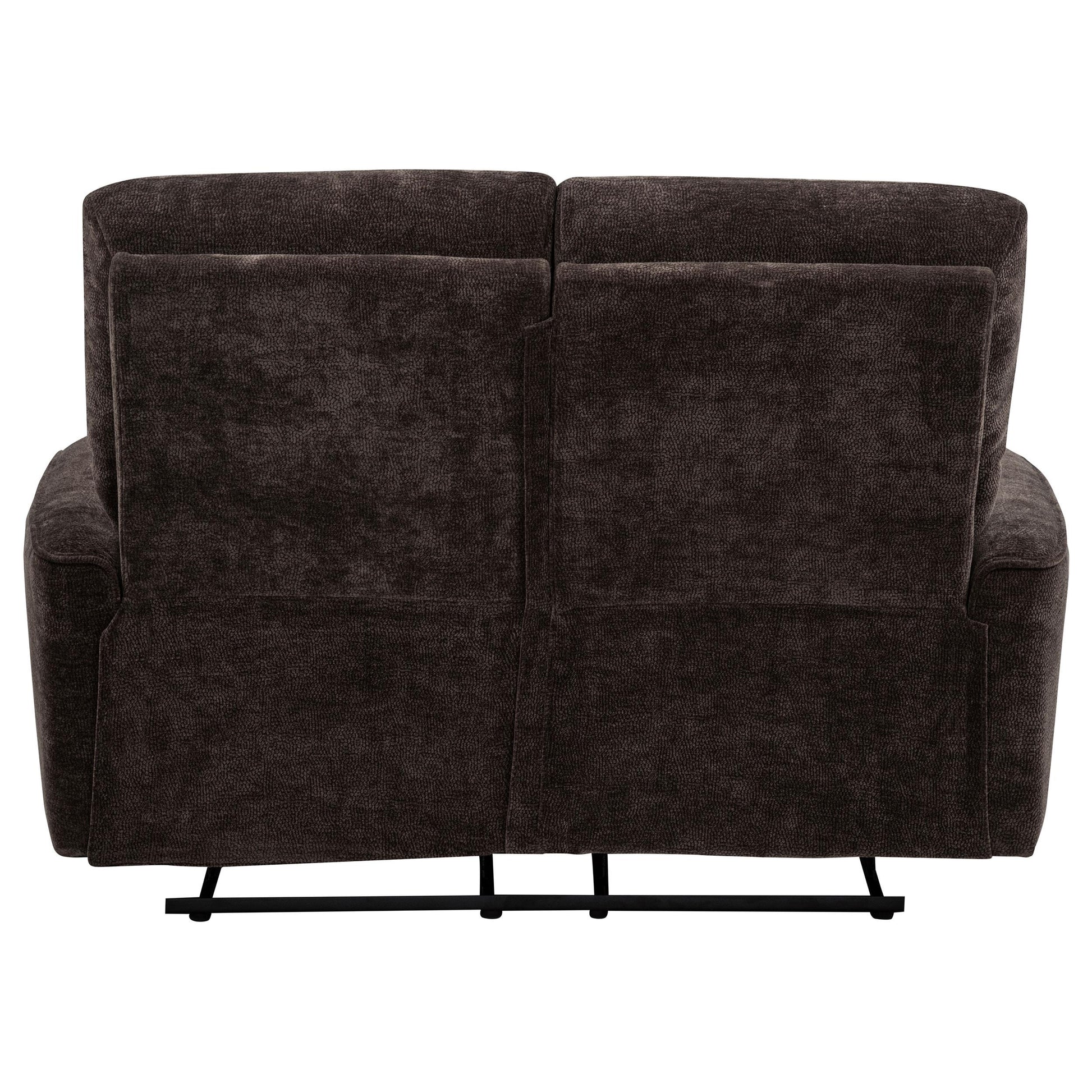  Coaster Furniture Navarro 609572 Chenille Upholstered Reclining Loveseat - Dark Brown IMAGE 4