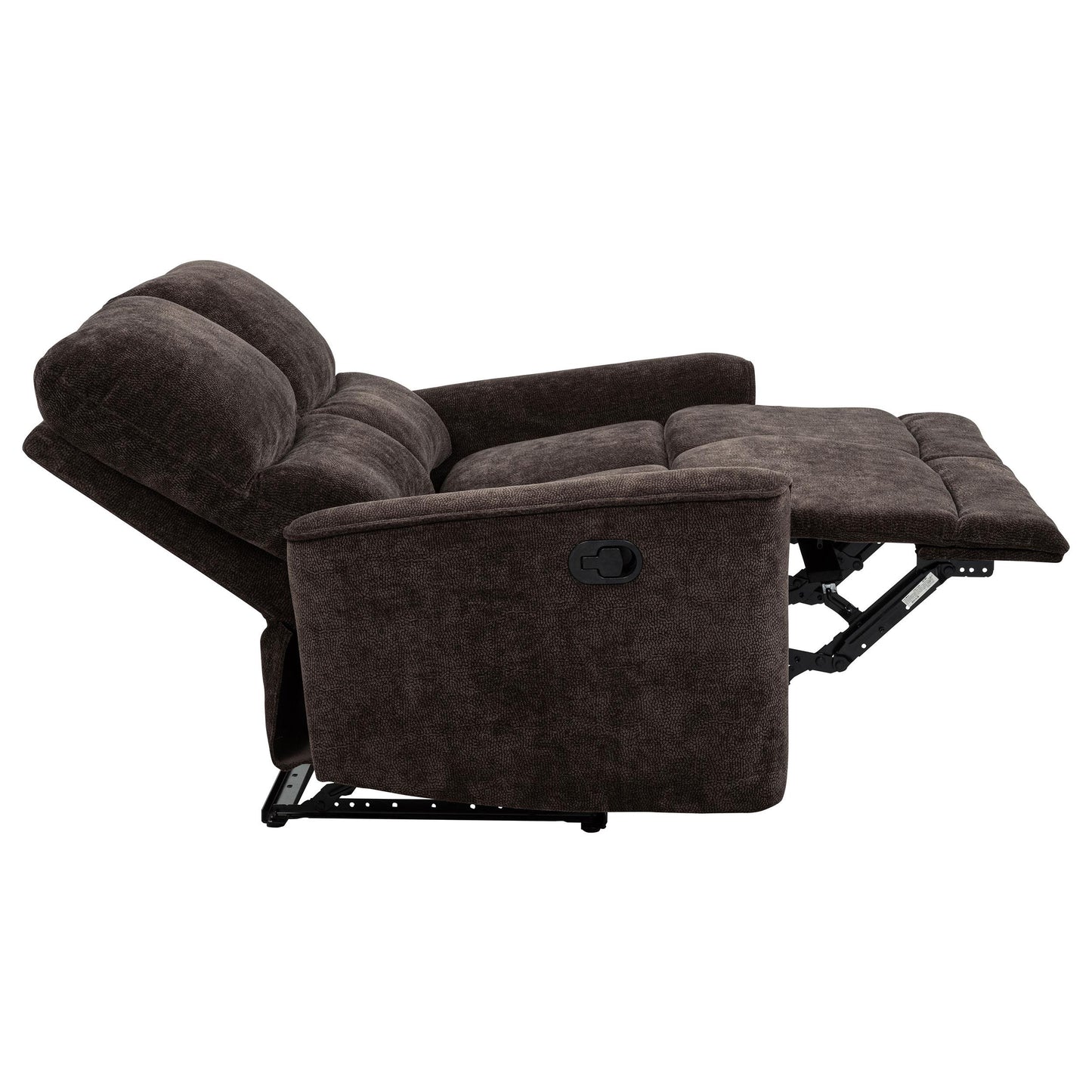  Coaster Furniture Navarro 609572 Chenille Upholstered Reclining Loveseat - Dark Brown IMAGE 5
