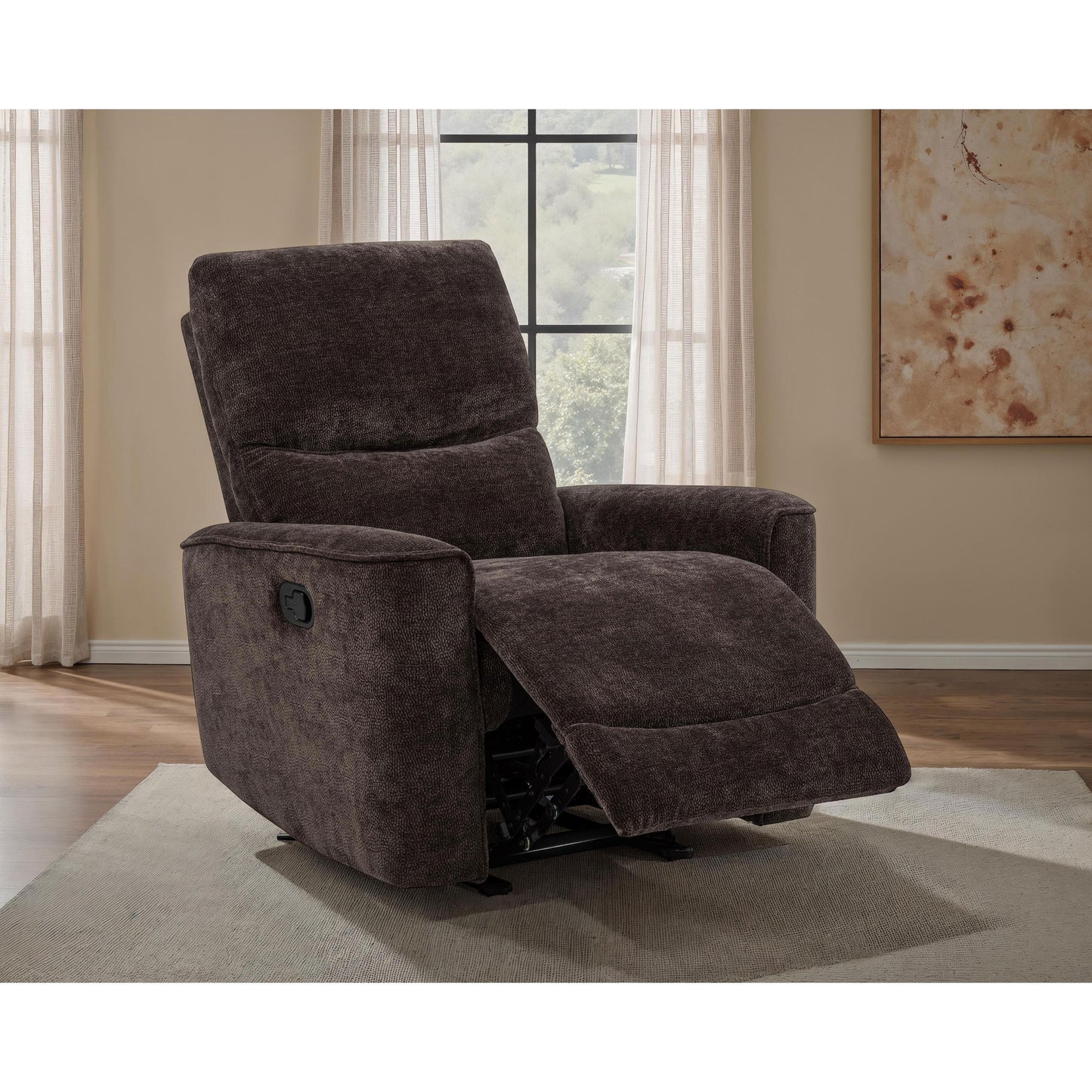  Coaster Furniture Navarro 609573 Chenille Upholstered Glider Recliner - Dark Brown IMAGE 12