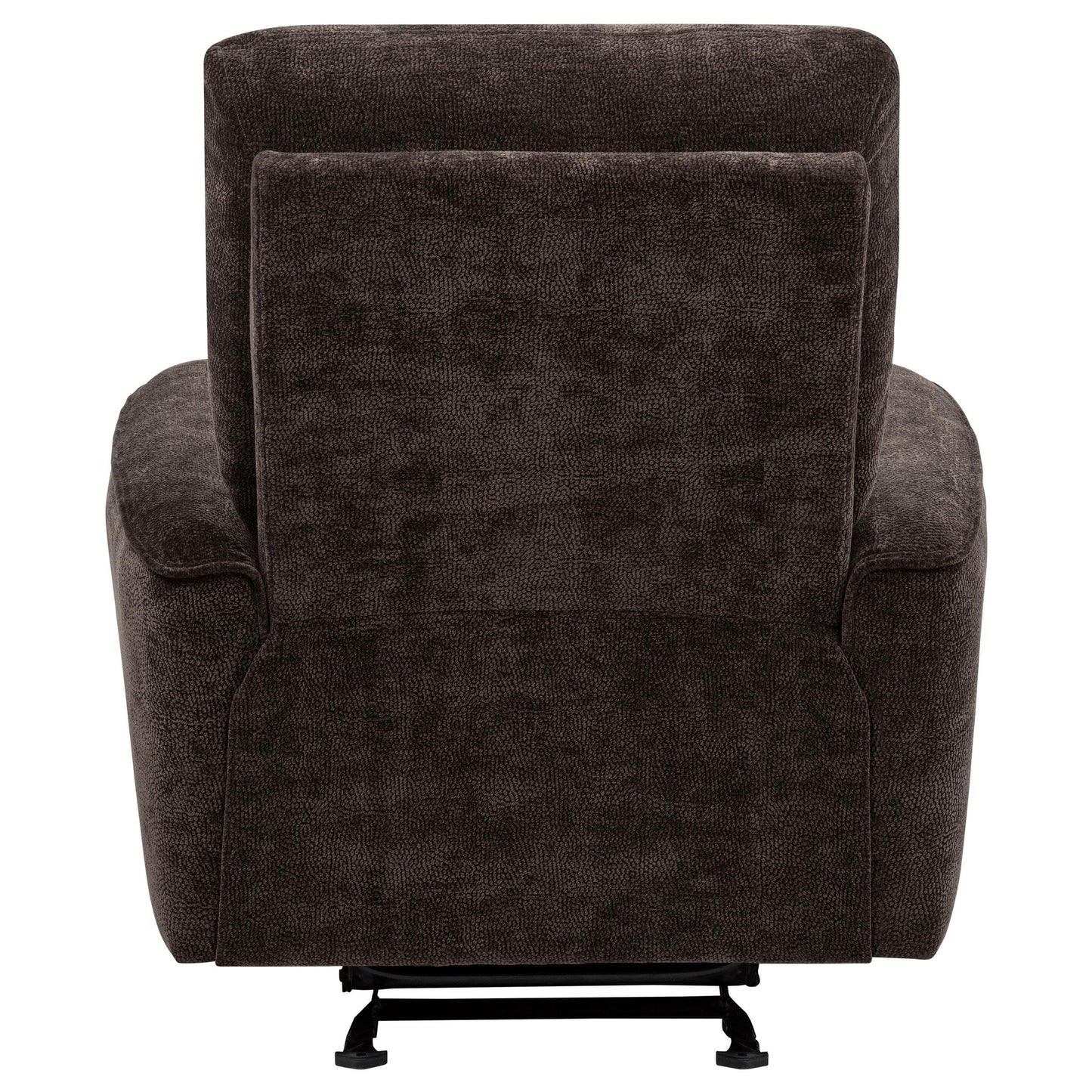  Coaster Furniture Navarro 609573 Chenille Upholstered Glider Recliner - Dark Brown IMAGE 3