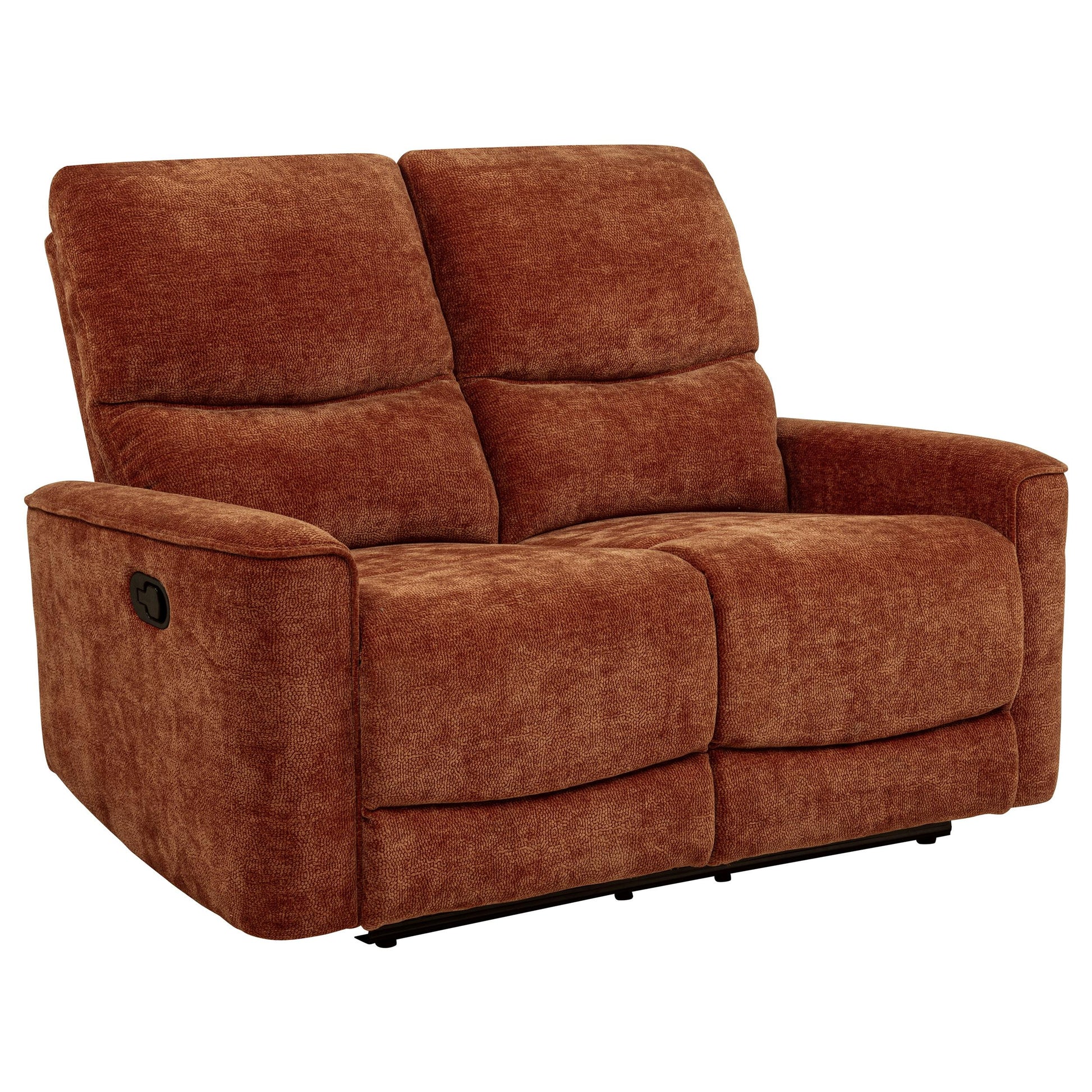  Coaster Furniture Navarro 609575 Chenille Upholstered Reclining Loveseat - Burnt Orange IMAGE 1