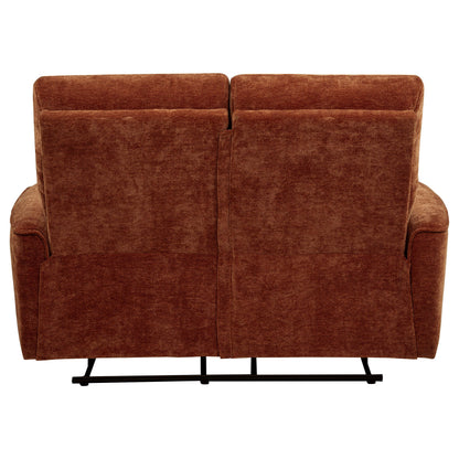  Coaster Furniture Navarro 609575 Chenille Upholstered Reclining Loveseat - Burnt Orange IMAGE 10