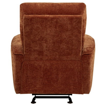  Coaster Furniture Navarro 609576 Chenille Upholstered Glider Recliner - Burnt Orange IMAGE 8