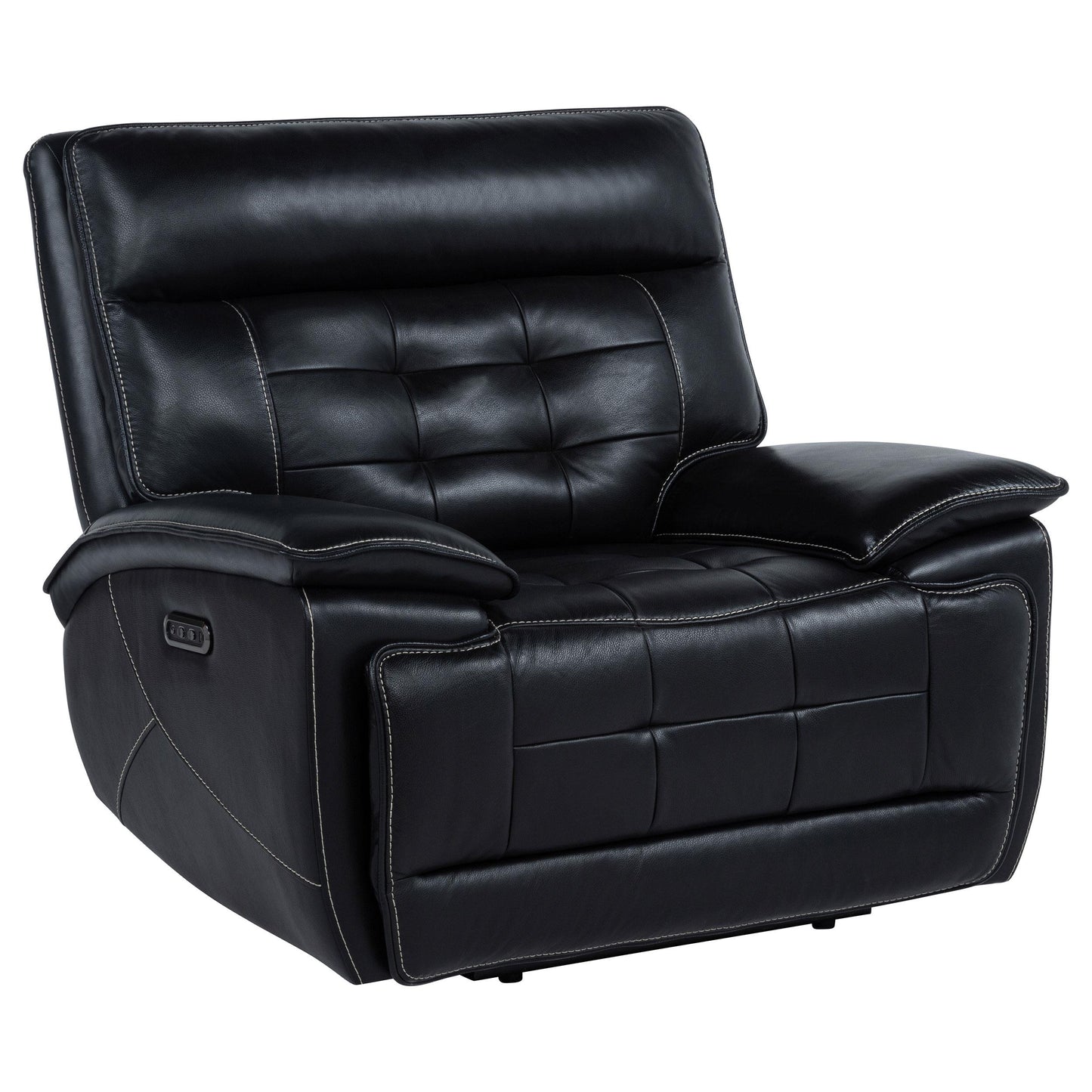  Coaster Furniture Hewitt 609613PP Leather Upholstered Dual Power Recliner Chair - Black IMAGE 3