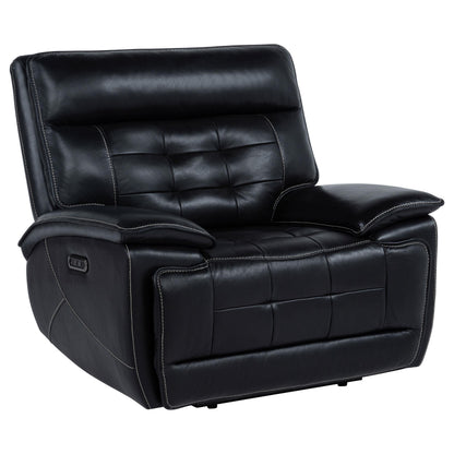  Coaster Furniture Hewitt 609613PP Leather Upholstered Dual Power Recliner Chair - Black IMAGE 3