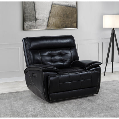  Coaster Furniture Hewitt 609613PP Leather Upholstered Dual Power Recliner Chair - Black IMAGE 5