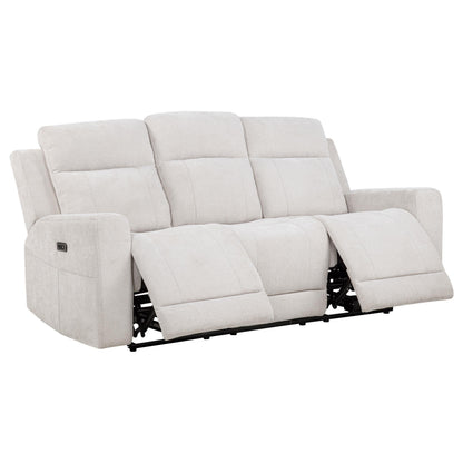  Coaster Furniture Kennett 610151P Chenille Upholstered Power Reclining Sofa - Ivory IMAGE 1