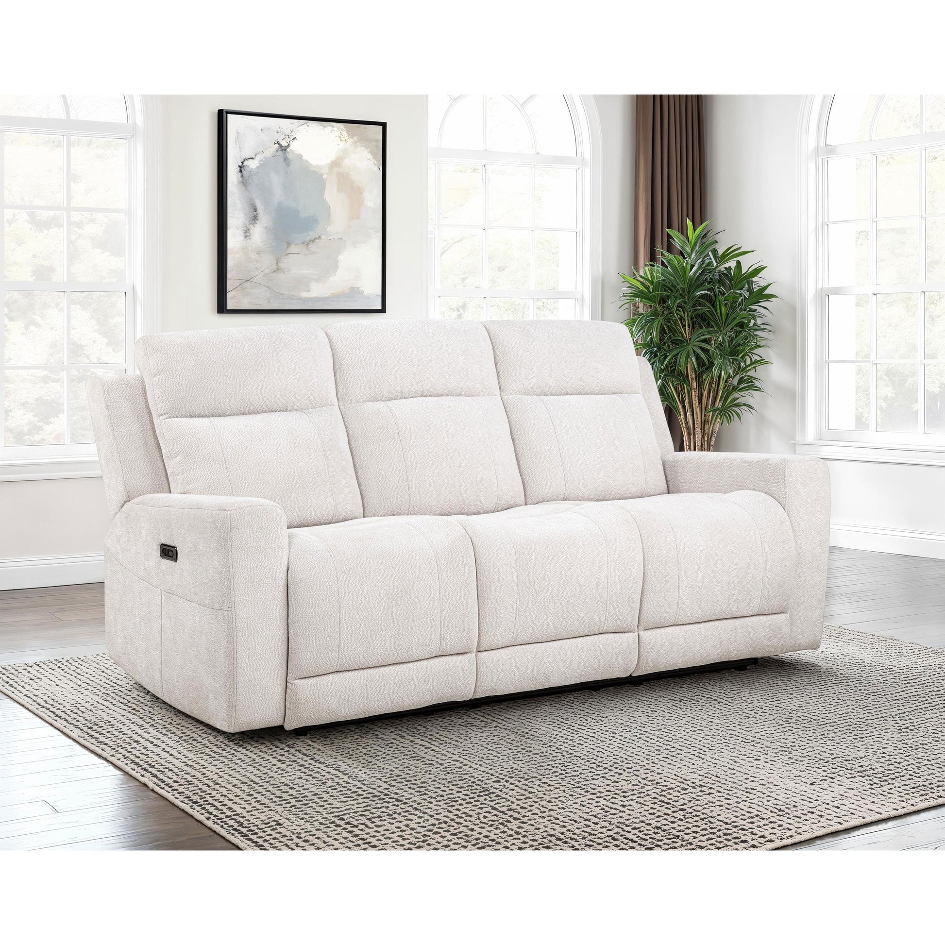  Coaster Furniture Kennett 610151P Chenille Upholstered Power Reclining Sofa - Ivory IMAGE 4