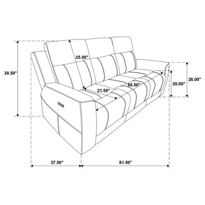  Coaster Furniture Kennett 610151P Chenille Upholstered Power Reclining Sofa - Ivory IMAGE 7